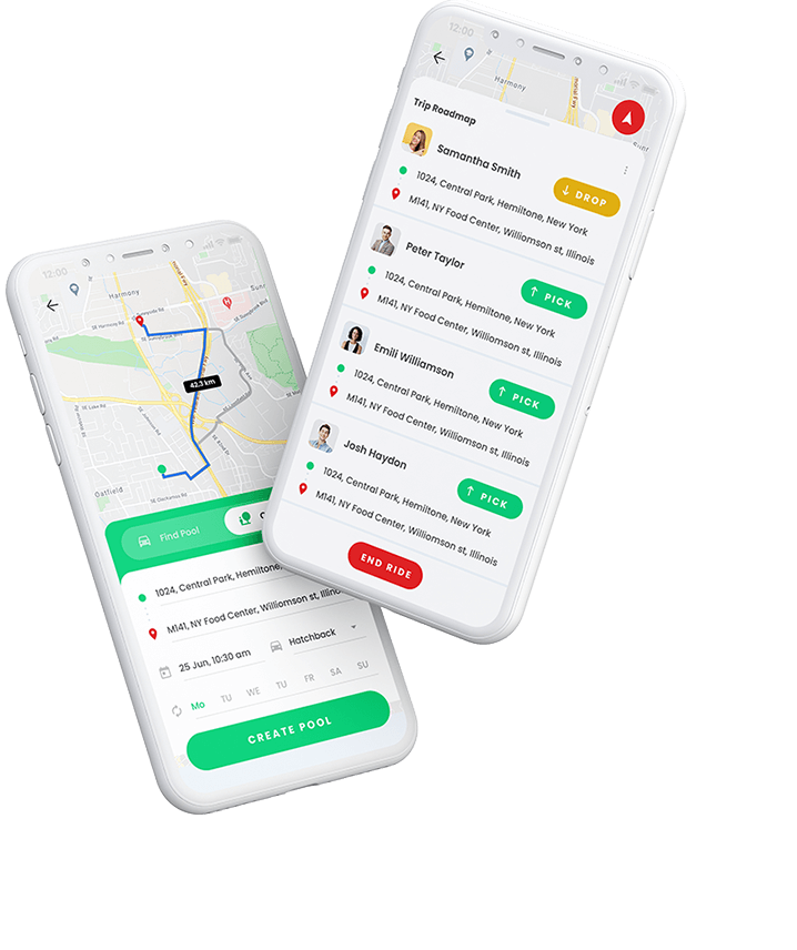 Carpooling, bike pooling, and ride-sharing app