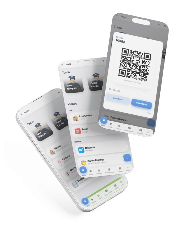 Aplicación múltiple para control de acceso a visitantes y proveedores de servicio, en entorno virtual